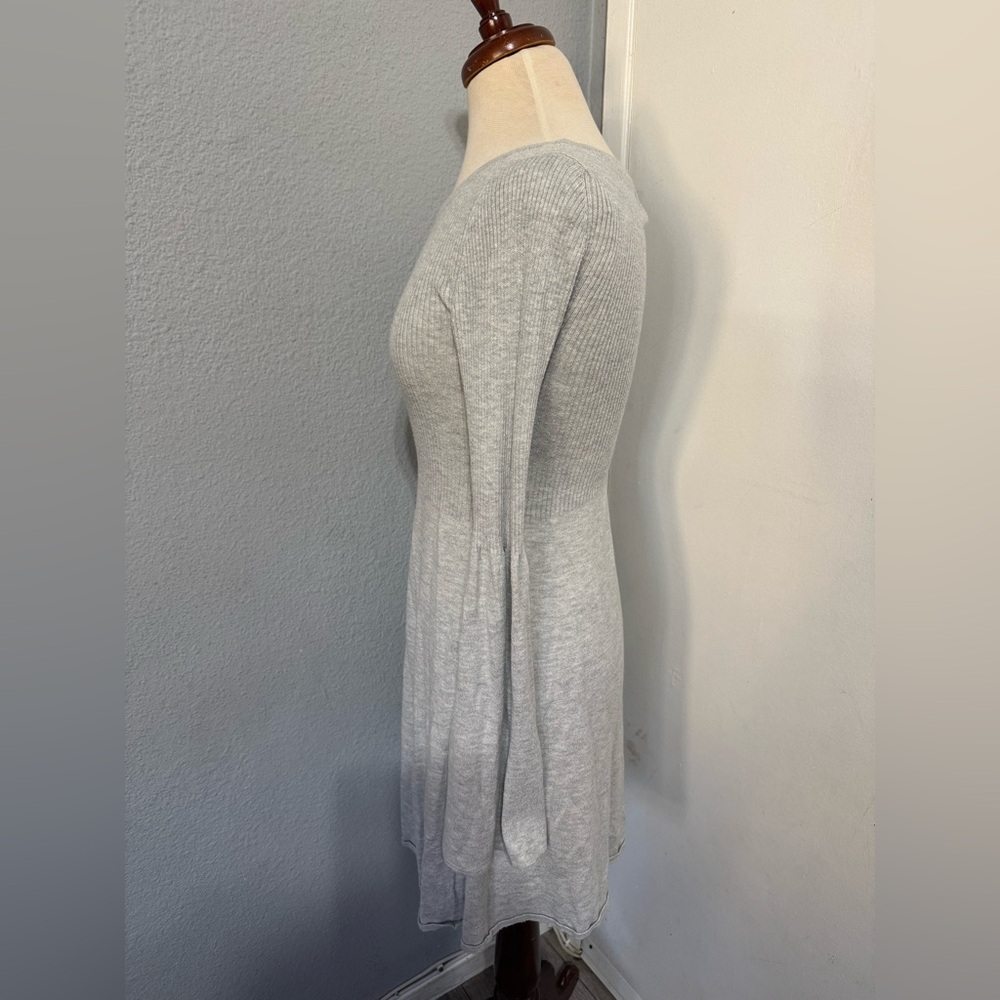 American Eagle Outfitters Women Light Gray Long Sleeve Fit & Flare Dress Size S - Picture 8 of 17